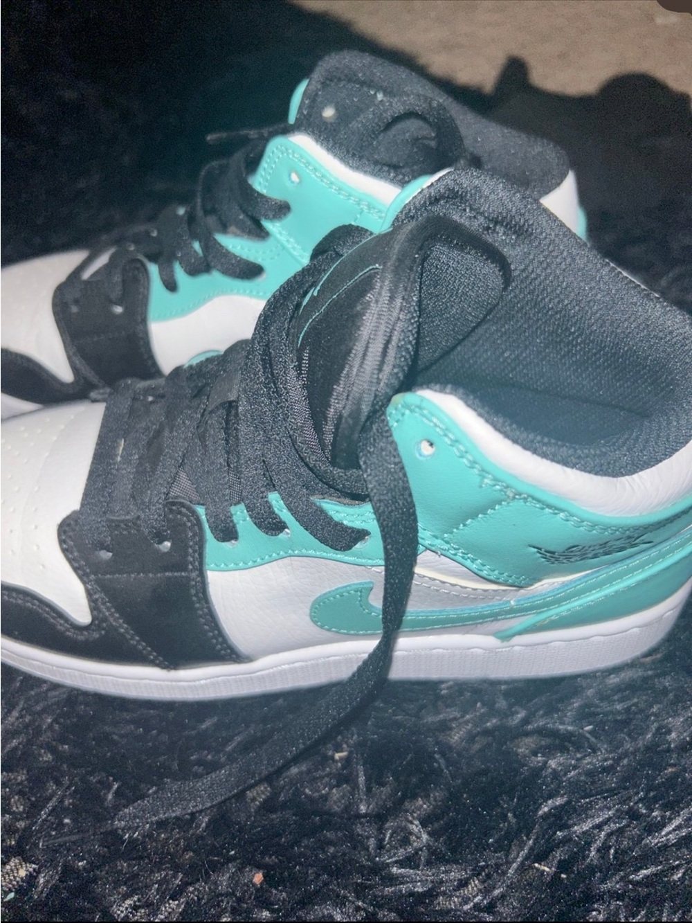 Jordan 1 mid teal black and white